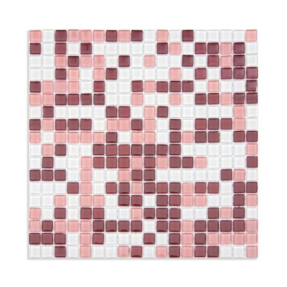 Imagem de Pastilha de Vidro Cristal Miscelanea 30x30cm Vinho Real/Rosa Clara/Branco