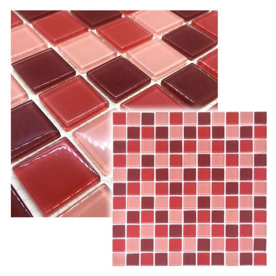 Imagem de Pastilha De Vidro Para Piscina Cozinha Banheiro Parede MixPink Mescla Pink 30x30cm - La Bella Griffe