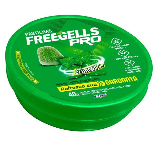 Imagem de Pastilha Freegells Pro Mentol, Timol e Eucaliptol com Clorofila 40g