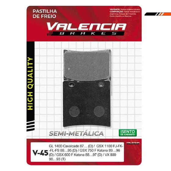 Imagem de Pastilha Freio Dianteiro Valência GSX 750 FK/Katana - 1 Par