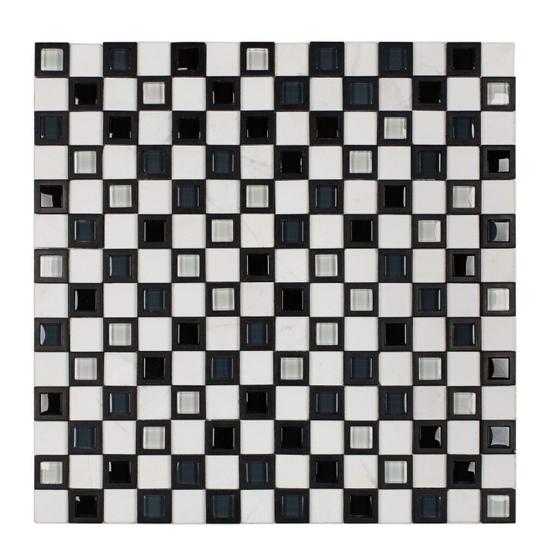 Imagem de Pastilha Mesclada de Mármore, Vidro e Resina 32cm x 32cm Volpi Glass Mosaic (Placas)