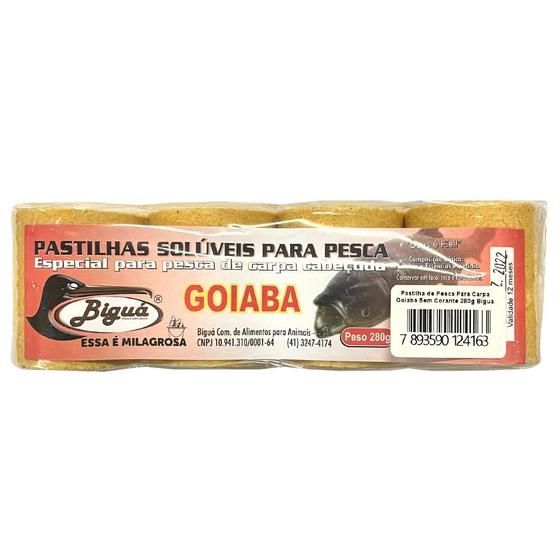 Imagem de Pastilha Pesca Biguá Carpa Cabeçuda Goiaba 280g Sem Corante