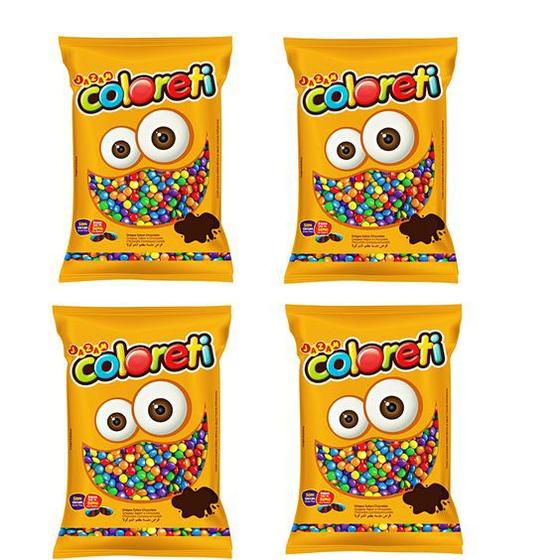 Imagem de Pastilhas Chocolate Várias Cores 300g Kit Com 4 Pacotinhos
