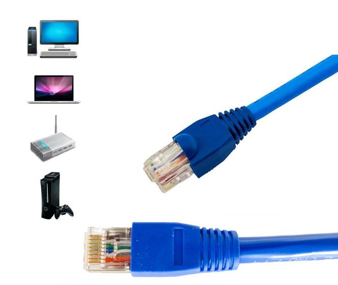 Imagem de Patch Cord Cabo De Rede Cat6 15m Metros 15m Cat6 - Rj45 Azul