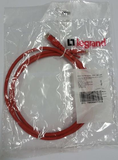 Imagem de Patch cord cat6 1,5 mts vermelho 51810 legrand