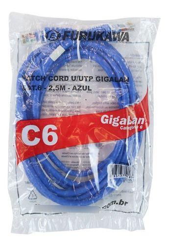 Imagem de Patch Cord Cat6 Gigalan Azul 2,5 Metros Furukawa