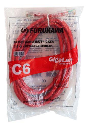 Imagem de Patch Cord Cat6 Gigalan Vermelho 1,5 Metros Furukawa