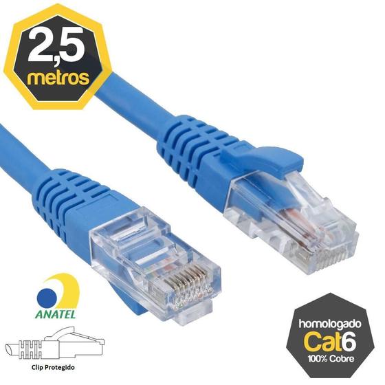 Imagem de Patch Cord Cat6 Utp Lszh Azul 2,50 Metros