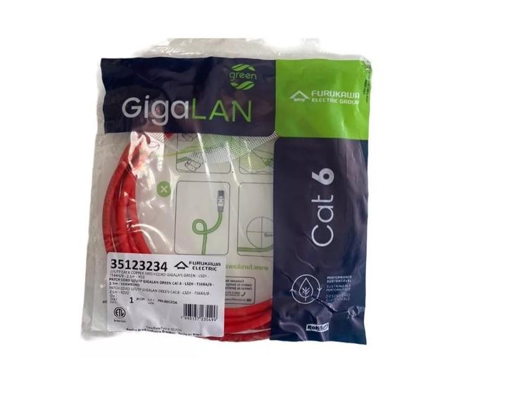 Imagem de Patch Cord Furukawa Gigalan Cat6 2,50 Mts Vermelho 35123234