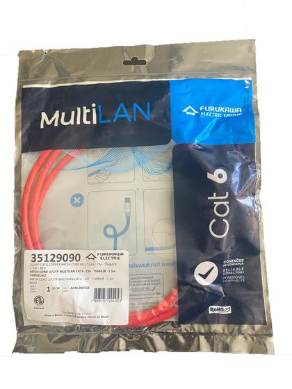 Imagem de Patch Cord Furukawa Multilan Cat6 1,5 Mts Vermelho 35129090