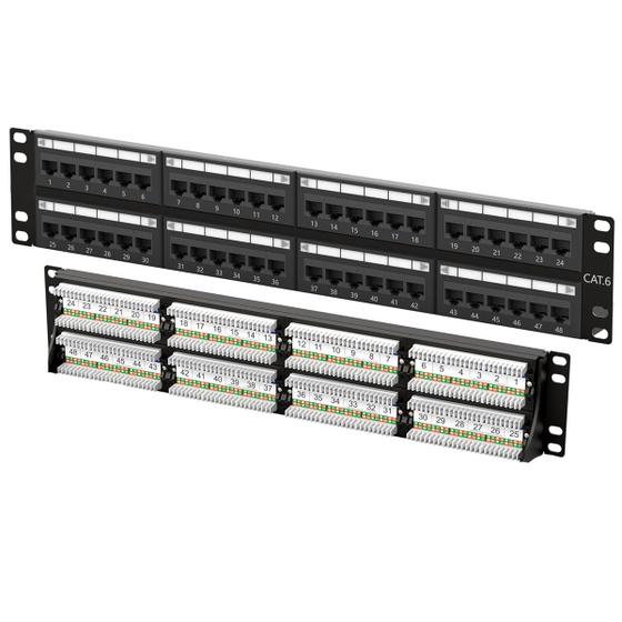 Patch panel 48 portas lan cat6 gigabit 10/100/100 - MAGNUS - Patch ...