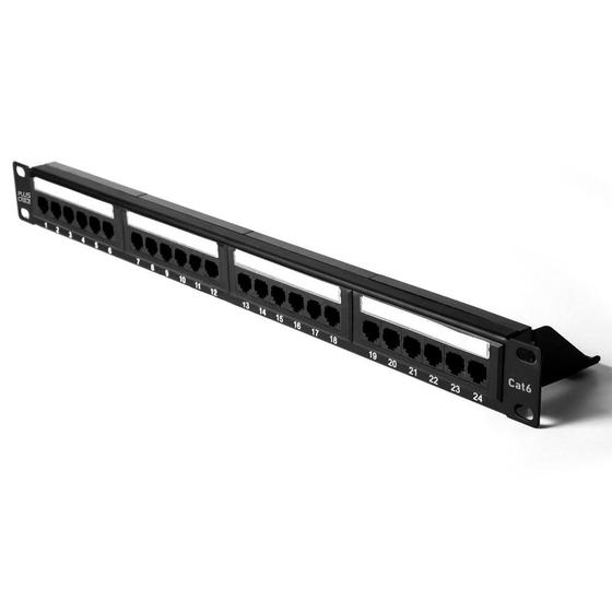 Imagem de Patch Panel Plus Cable, CAT6, 24 Portas, Sem Guia, CAT.6, Preto - LA-P624