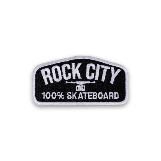 Imagem de Patch Rock City 100% Skateboard Termocolante Preto/Branco