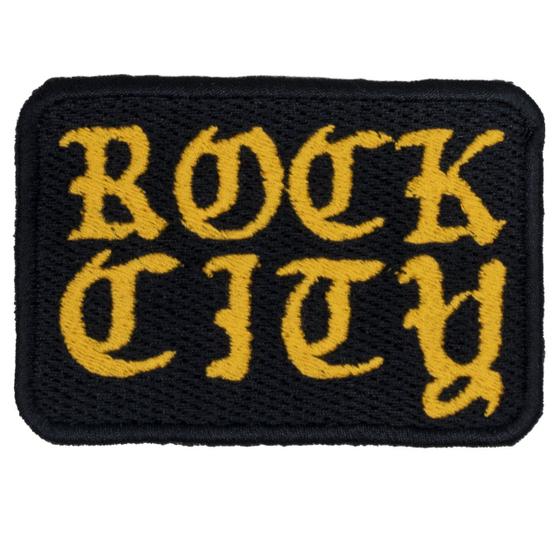 Imagem de Patch Rock City Old English Termocolante Preto/Amarelo