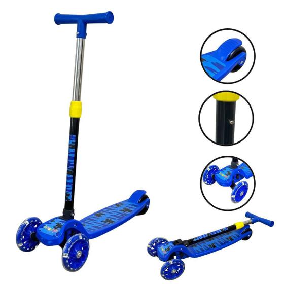 Imagem de Patinete 3 Rodas Dobrável E Ajustável Azul- Importway