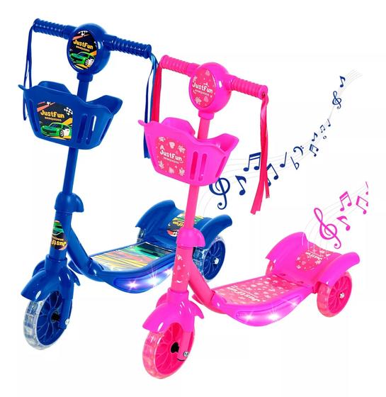Imagem de Patinete 3 Rodas infantil Novo Modelo, 3 em 1, Led música e 3 rodas cesto