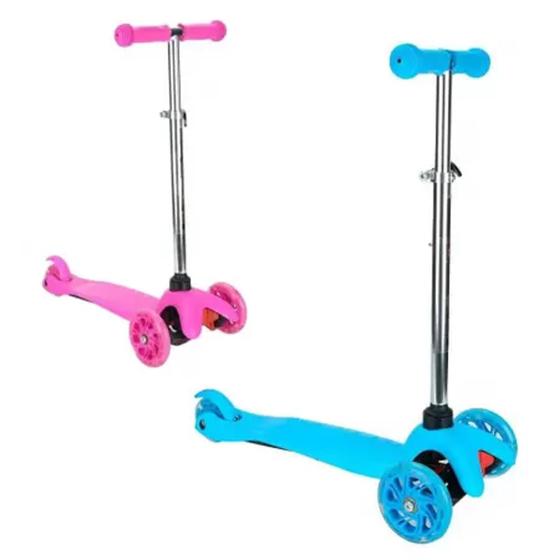 Patinete 3 Rodas Luzes Led Infantil Regulável Até 70kg Brinquedo Rosa e ...