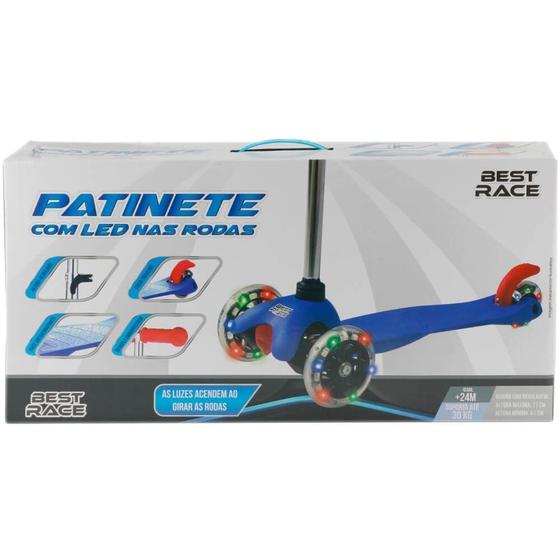 Imagem de Patinete 3 rodas menino com led 30kg bbr