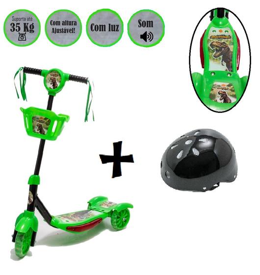 Imagem de Patinete Ajusta Altura 3 Rodas Suporta 35Kg Presente Capacete