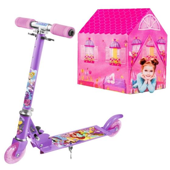 Imagem de Patinete Ajustável Dobrável Princesas Disney + Minha Casinha