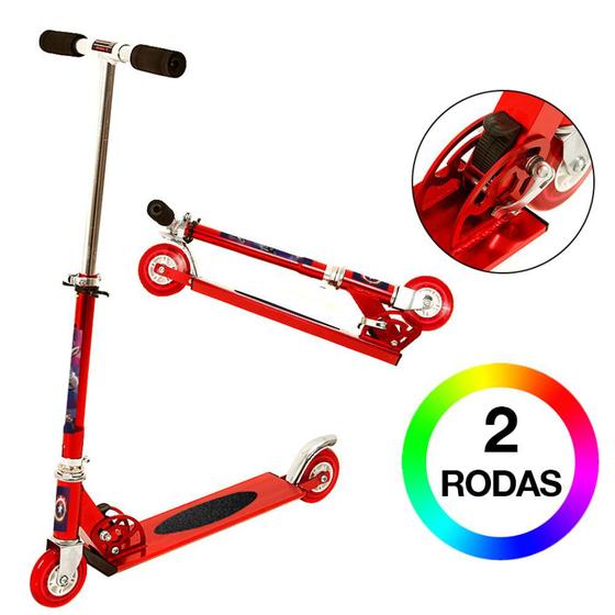 Imagem de Patinete Capitão América Duas Rodas Vermelho de Alumínio