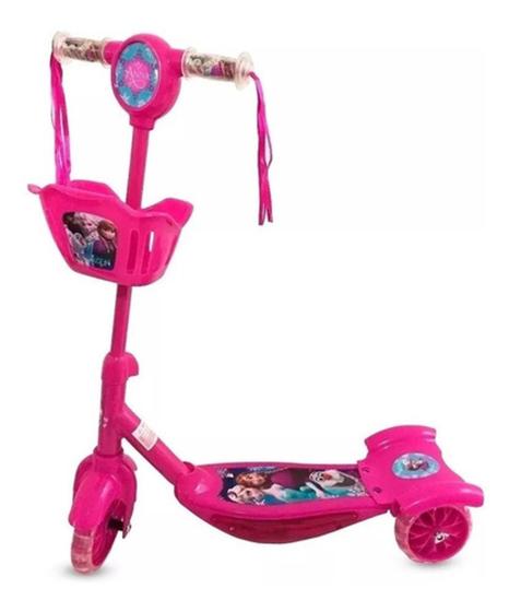 Imagem de Patinete Cestinha Frozen Infantil com luz - Lahmax