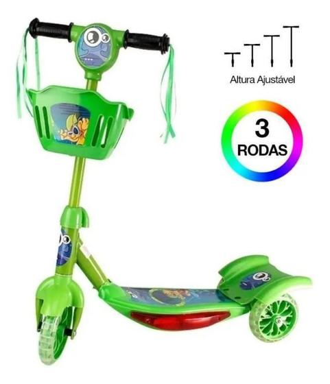 Imagem de Patinete Com Cesta Infantil Luz E Música Roda Dupla - Verde