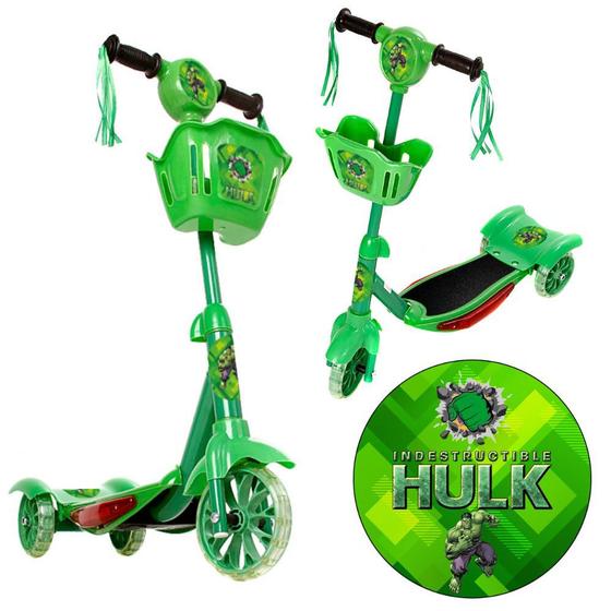 Imagem de Patinete Crianças Scooter 3 Rodas Brinquedo Infantil Hulk