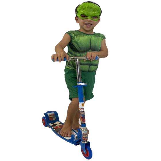 Imagem de Patinete Dm Toys Corrida Divertida Menino + Fantasia Hulk