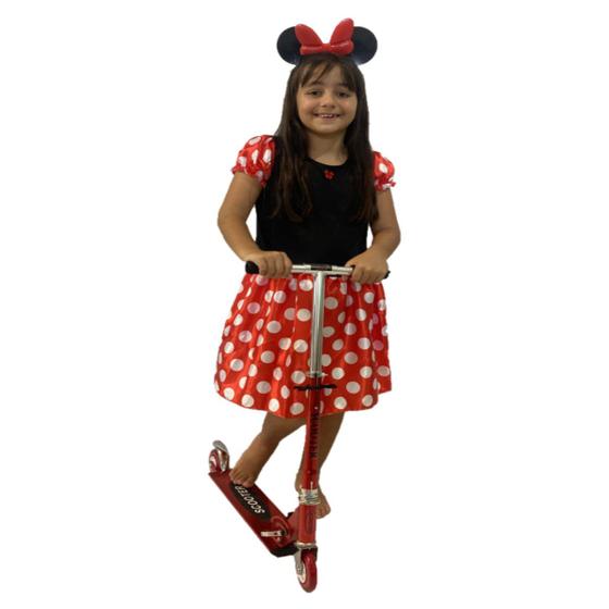 Imagem de Patinete Dobrável Alumínio Infantil 2 Roda + Fantasia Minnie