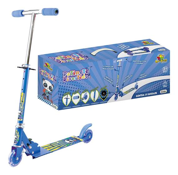 Imagem de Patinete Infantil 2 Rodas Gel Led Luz Brilha Menino Azul