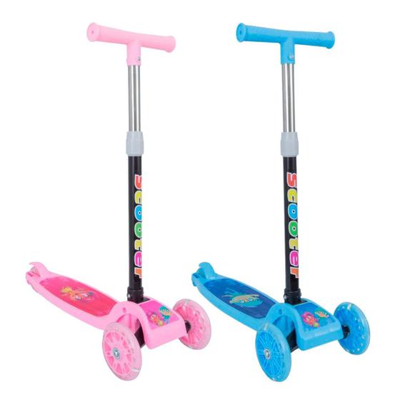 Imagem de Patinete infantil 3 rodas com luzes led dobrável e ajustável menino menina