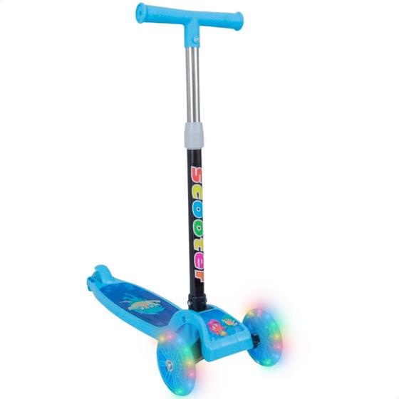 Patinete infantil 3 rodas com luzes led dobrável e ajustável menino menina – ATENTU