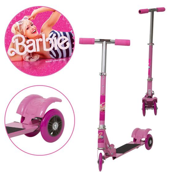 Imagem de Patinete Infantil 3 Rodas Feminino Barbie Dobrável Radical