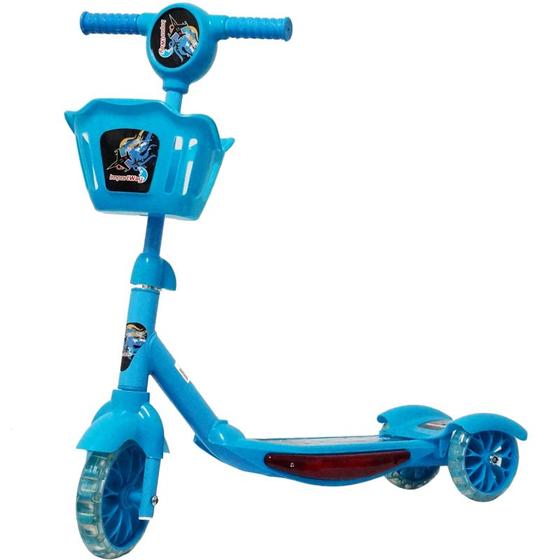 Imagem de Patinete Infantil 3 Rodas Gel Musical Cesta Luzes Masculino Menino Azul Importway BW-010-AZ