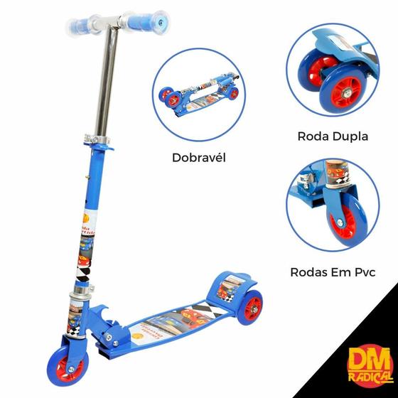 Imagem de Patinete Infantil 3 Rodas Menino Cor Azul - Radical Top Corrida Divertida - Dm Toy