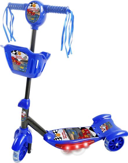 Imagem de Patinete Infantil 3 Rodas Musical Com Luzes E Cesta Azul