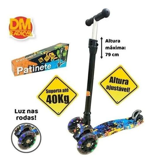 Patinete Infantil 3 Rodas Regulável Luzes Led Até 50 Kg Menor preço em Patinete Infantil 3 Rodas Regulável Luzes Led Até 50 Kg