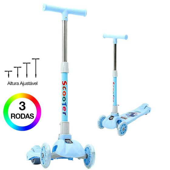 Patinete Infantil Azul 3 Rodas Dobrável e Altura Ajustável Menor preço em Patinete Infantil Azul 3 Rodas Dobrável e Altura Ajustável