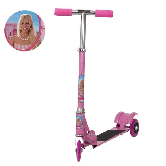 Imagem de Patinete Infantil Barbie 3 Rodas Dobrável Radical Cor Rosa