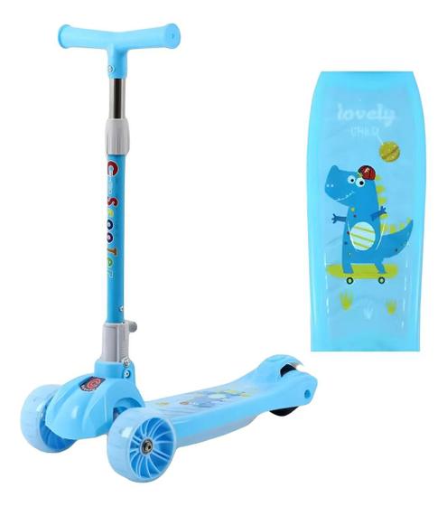 Patinete Infantil Com 3 Rodas, Luzes Led Piscantes nas Rodas, Altura Ajustável, Dobrável Fácil de Transportar Suporta até 50Kg, Cor Azul. - uniduniToys Imagem de Patinete Infantil Com 3 Rodas, Luzes Led Piscantes nas Rodas, Altura Ajustável, Dobrável Fácil de Transportar Suporta até 50Kg, Cor Azul.