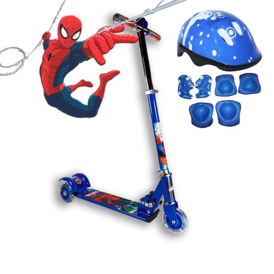 Imagem de Patinete Infantil De Ferro 3 Rodas Com Luz Personagem:Hoem Aranha