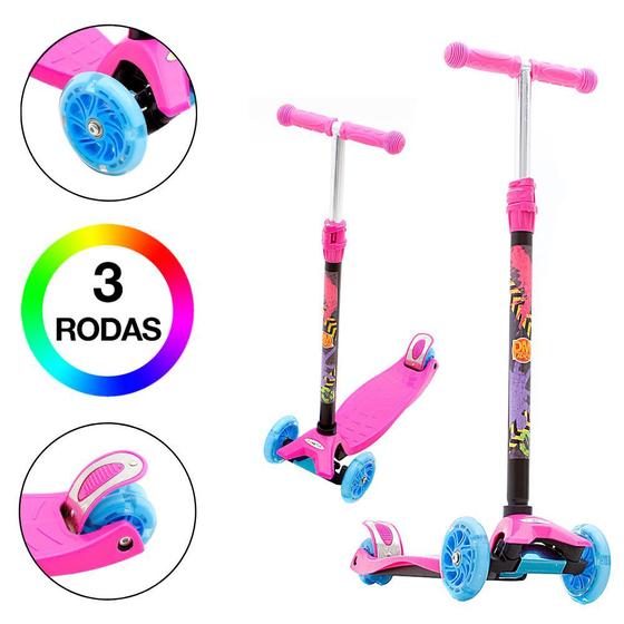 Patinete Infantil De Menina Três Rodas Com Led DM Radical - Patinete ...