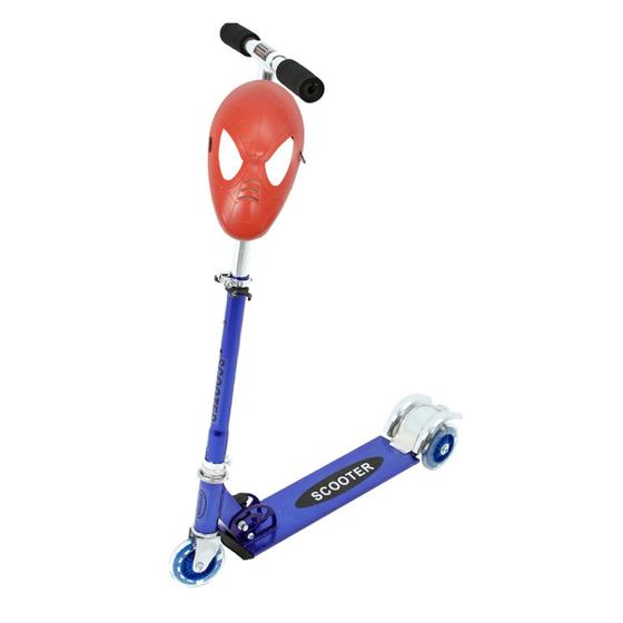 Imagem de Patinete Infantil Dobrável 3 Roda Led + Máscara Aranha Herói