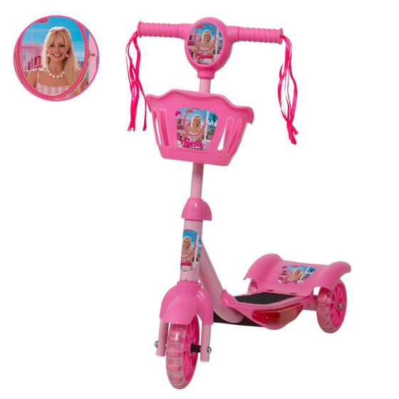 Imagem de Patinete Infantil Feminino Barbie Ajustável 3 4 5 6 Anos