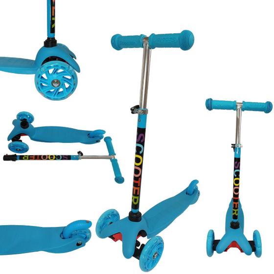 Patinete Infantil Menino Azul 3 Rodas com Led Ajustável Menor preço em Patinete Infantil Menino Azul 3 Rodas com Led Ajustável
