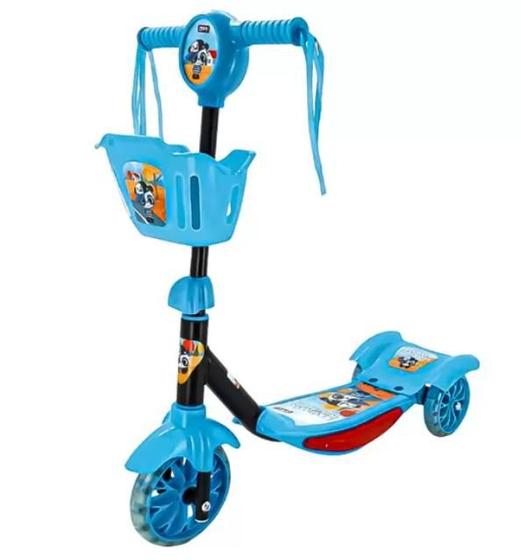 Imagem de Patinete infantil menino e menina 3 rodas com cestinha e luz