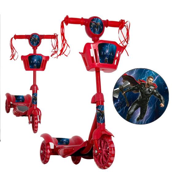 Imagem de Patinete Infantil Menino Thor com 3 Rodinhas Luz e Som