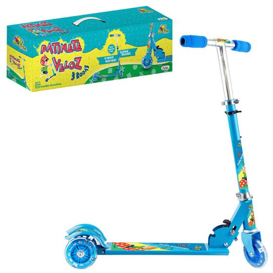 Imagem de Patinete Infantil Menino Veloz 3 Rodas Com Luz Led Crianças