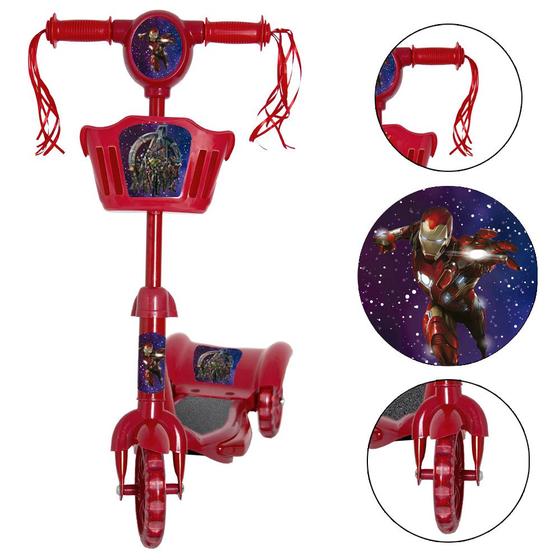 Imagem de Patinete Infantil Menino Vingadores Ajusta Vermelho Toys 2U